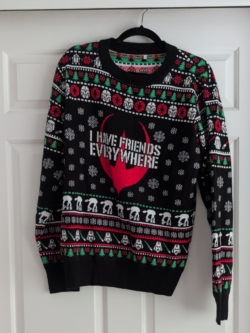 Black Holiday Star Wars Graphic Ugly Sweater - I Have Friends Everywhere